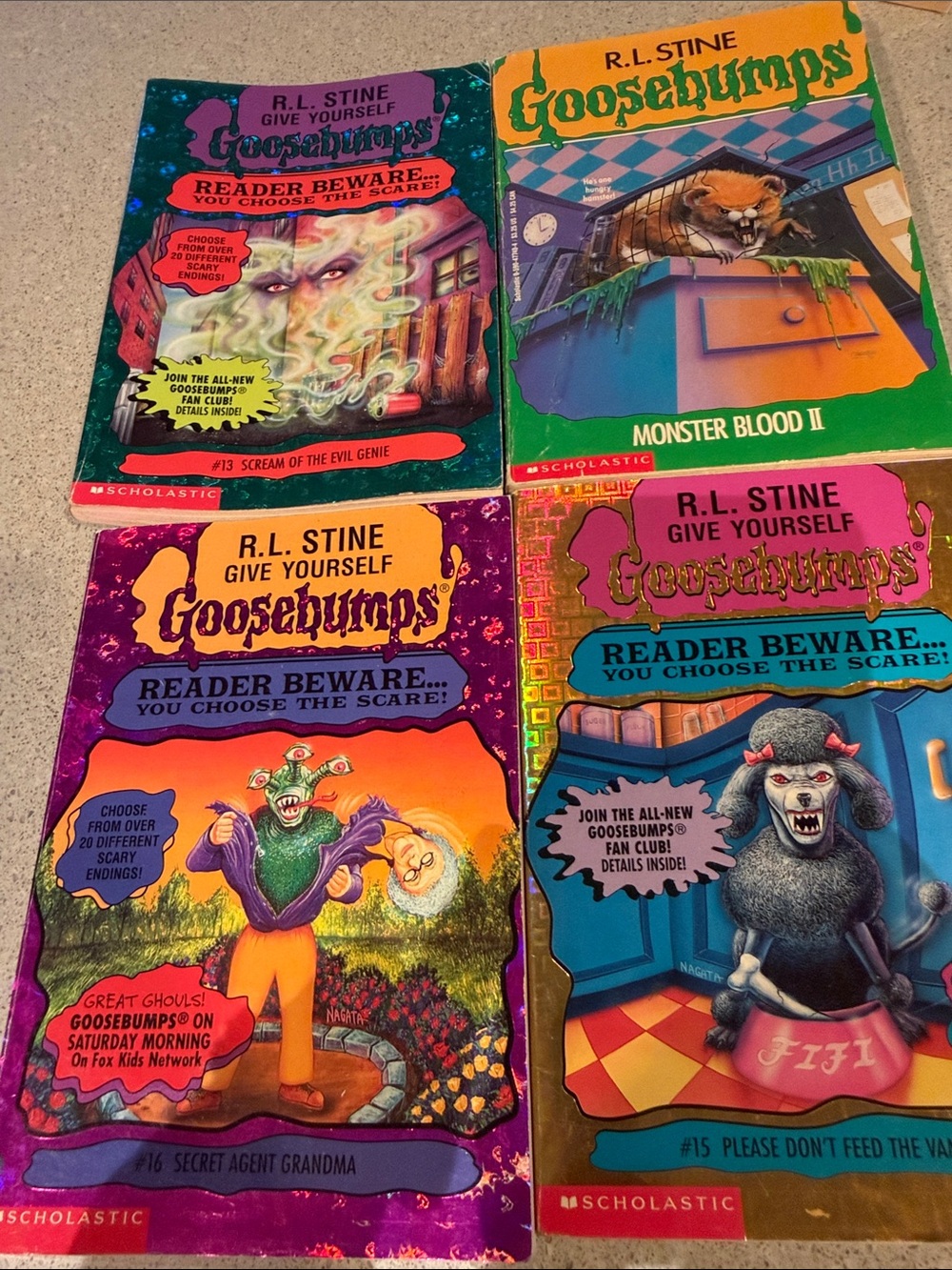 R.L. Stine Goosebumps Kids Book Set - Green, Purple, Teal Covers